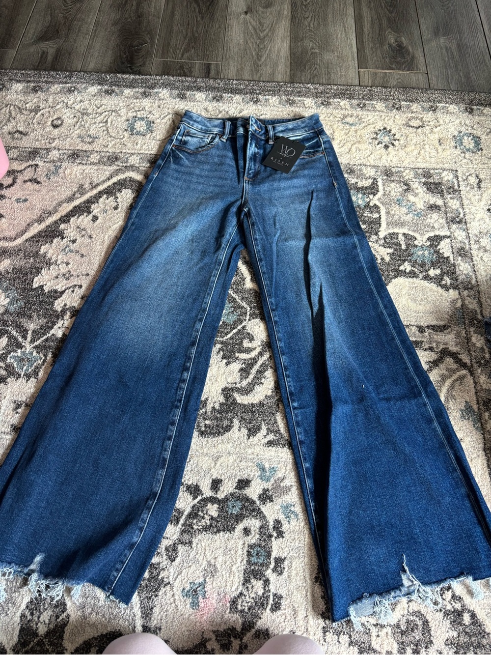 Denim Wide Leg High-Rise Jeans - Dark Blue